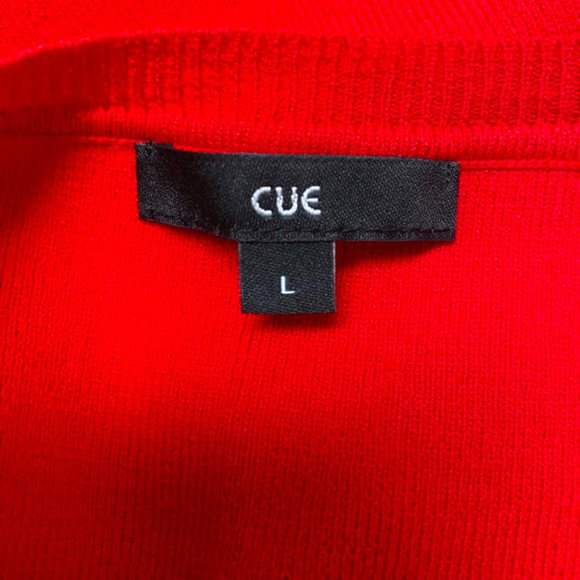 CUE Red Cut Out Sleeveless Office Knit Tank Top - Picture 2 of 4